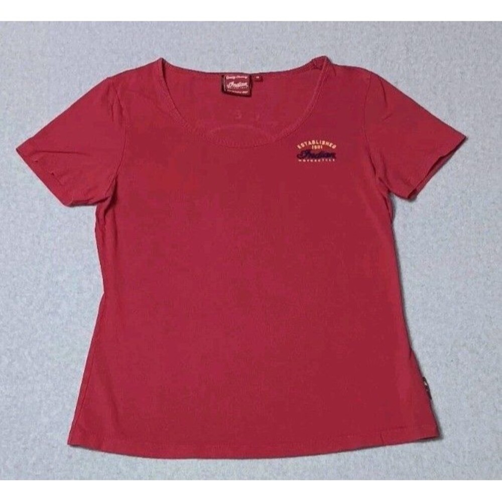 Indian Motorcycle Logo Short Sleeve Shirt Womens Size Medium Red Graphic Tee...